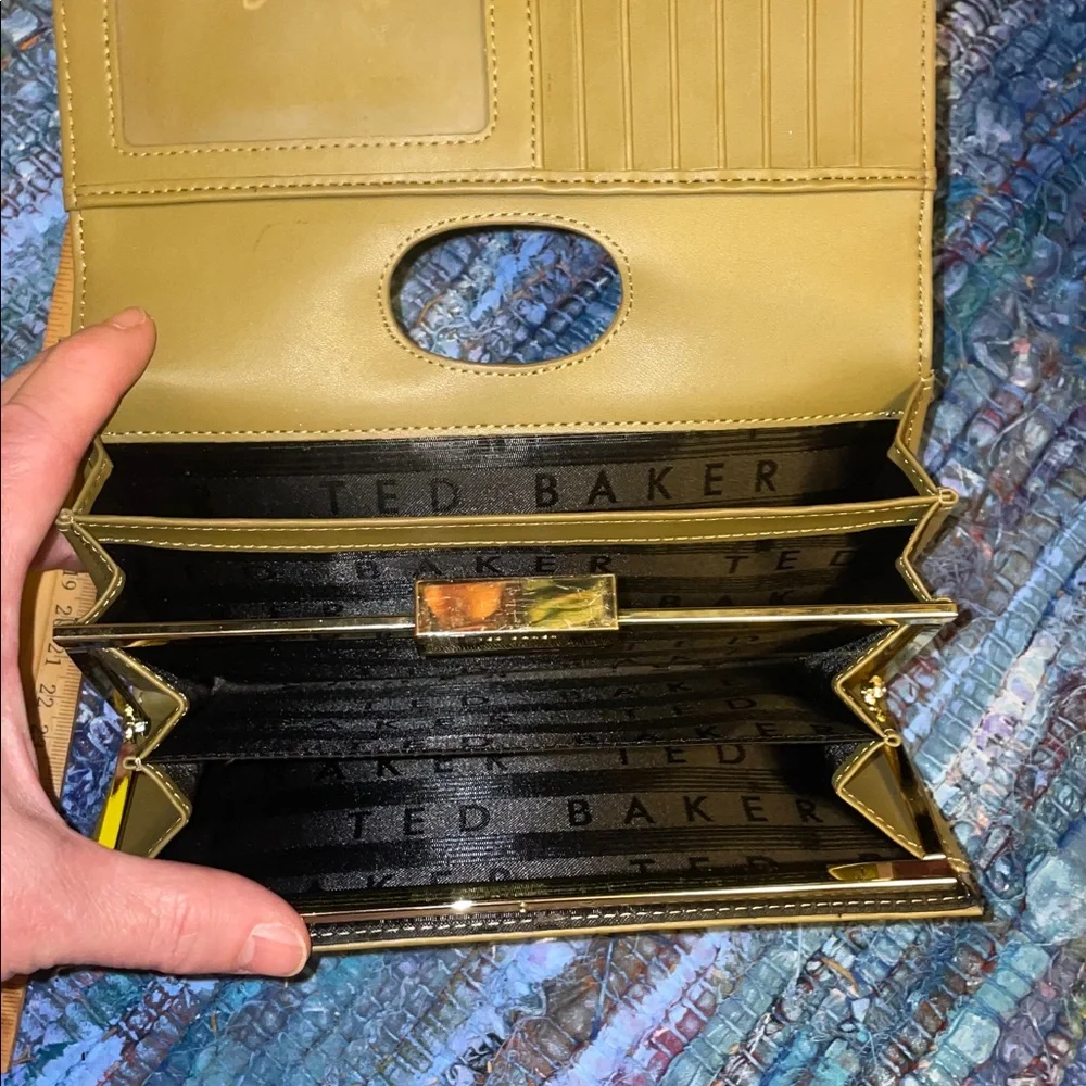 Ted Baker Leopard Print Leather Wallet in Brown and Green